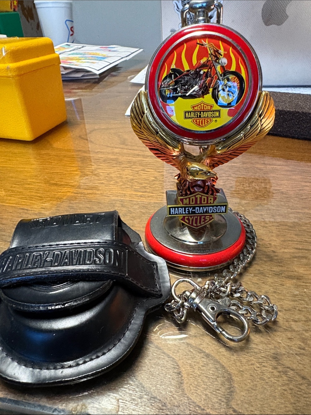 Harley-Davidson Red, Gold and Black Motorcycle Emblem Display Accent